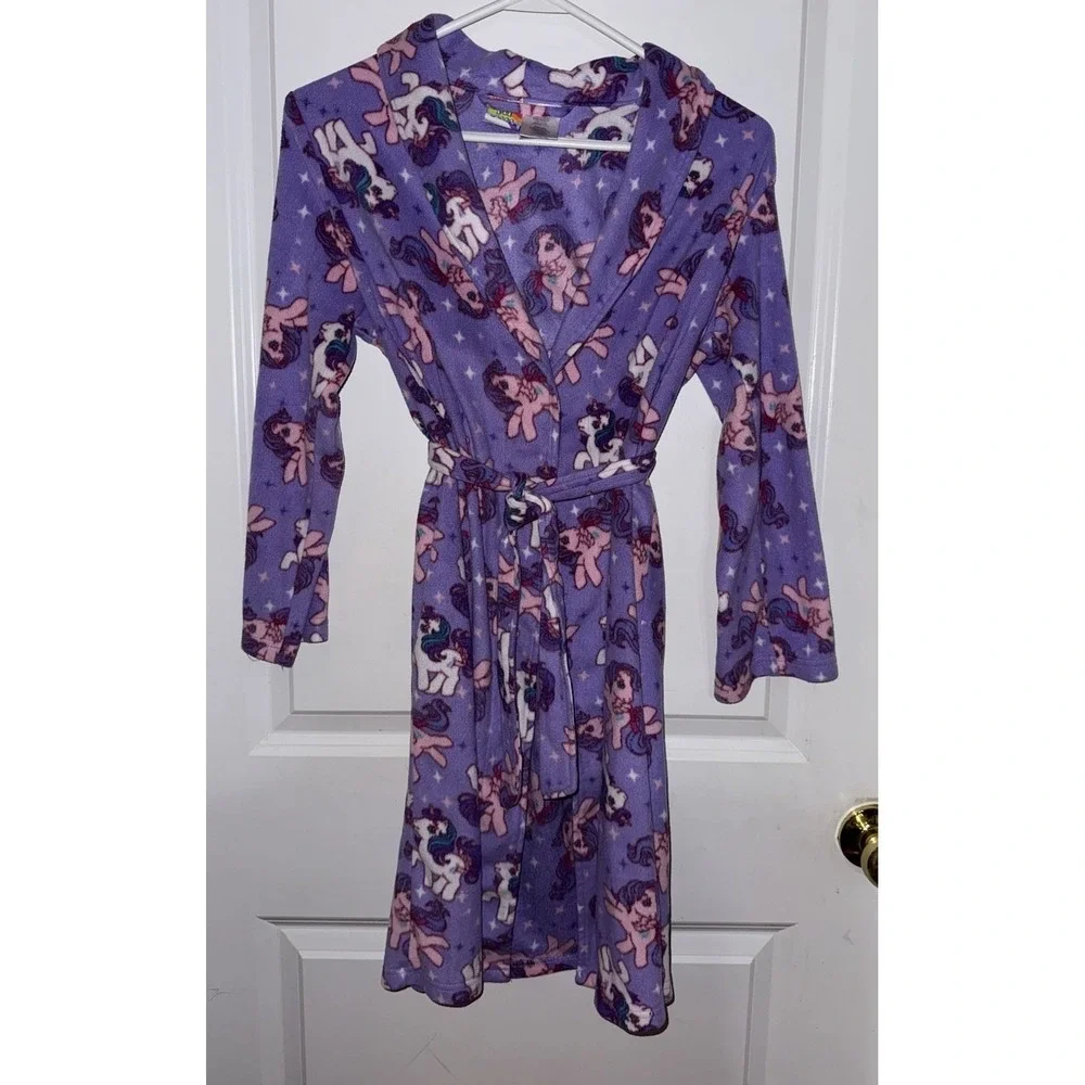 2012 ~ My Little Pony ~Purple Bathrobe Robe Size 10 Tie Waist OLDER STYLE PONIES